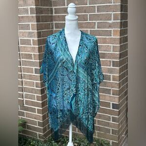 Cost Plus World Market Blue Paisley Kimono Top